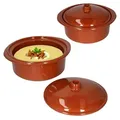 2er Set Ton-Topf + Deckel 1,6L Mediterran Cocotte Kochtopf Schmortopf Mittelalter