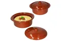 MamboCat Vorratsglas 2er Set Ton-Topf + Deckel 1,6L Mediterran Cocotte Kochtopf Schmortopf, Ton