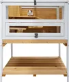 Hamsterkäfig Gino Deluxe aus Holz mit 3 Ebenen, Plexiglas-Front, 65x79x45 cm