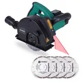 VONROC Mauernutfräse Schlitzfräse Laser mit Absaughaube - Mauerfräse 1700W - Schlitzmaschine für 150mm Kabelnut - Nutfräser, Fugenfräse inklusive 6 Diamantscheiben