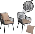 2er-Set Gartenstuhl HWC-O12, Outdoor Sitz-/Rückenpolster Aluminium Seilgeflecht Rope anthrazit, Bezug taupe