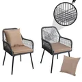 Mendler 2er-Set Gartenstuhl HWC-O12, Outdoor Sitz-/Rückenpolster Aluminium Seilgeflecht Rope - anthrazit, Bezug Taupe