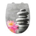 WENKO WC-Sitz mit Absenkautomatik Water Lily grau, rosa, 1 St.