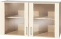Glashängeschrank WIHO KÜCHEN "Kiel", beige (front: magnolia, korpus: sonoma eiche), B:100cm H:56,5cm T:35cm, Schränke, Glashängeschrank, Front mit Glaseinsatz