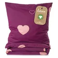 Lavea® Milena Bettwäsche Kinder Set, Kinderbettwäsche aus 100% Bio-Baumwolle, mit Herzmotiv, weiche Bezüge für Bettdecke und Kopfkissen, mit Reißverschluss, Bordeaux Rosa 100 x 135 cm und 40 x 60 cm
