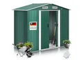 KESSER® XL Metall Gerätehaus 4,2m³ mit Fundament inkl. Arbeitshandschuhe 195x131x186cm 2x Schiebetür & Fundament Geräteschuppen Gartenhaus Schrank Satteldachdach Garten Schuppen