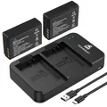 Homesuit LP-E10 Akku 1600mAh & Dual LED Ladegerät Kit für Canon EOS 1100D, EOS 1200D, EOS 1300D, EOS 2000D, EOS Rebel T3, T5, T6, T7, Kiss X50, Kiss X70 Kamera (2er-Pack)