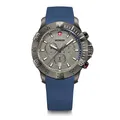 WENGER Herren Armbanduhr Seaforce Chronograph Ø 43 mm, Swiss Made, Analog Quarz, Wasserdicht bis 200 m, Silikon-Armband, Schwarz/Blau, 01.0643.126