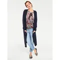 Longstrickjacke HEINE, Damen, Gr. 36, blau (marine), 100% Baumwolle, unifarben, Langarm, Strickjacken