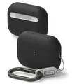 Ringke Silicone für AirPods Pro 3 Hülle, Weiche Beschichtung Flüssig Silikon Kratzfest Stoßfest SchutzHülle mit Karabiner - Black