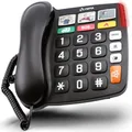 Olympia Großtastentelefon 4500 | Seniorentelefon Festnetz | extra große Wahltasten | Hörgerätekompatibel | Senioren Telefon mit Kabel | 3 Foto-Direktwahltasten | Festnetztelefon mit Schnur | schwarz