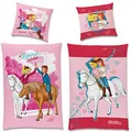 Bibi und Tina Flanell Kinder Wende-Bettwäsche Lieblingspferd 135x200cm + 80x80cm mit YKK-Reißverschluss 100% Baumwolle Biber Bibi Blocksberg Tina Pferde-Bettwäsche Sabrina Amadeus Deutsche Größe