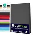 Buymax Spannbettlaken 180x200cm Baumwolle 100% Spannbetttuch Bettlaken Jersey, Matratzenhöhe bis 25 cm, Farbe Anthrazit