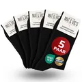 Mat & Vic's schwarze Socken Herren 39-42, feine Strümpfe aus Cotton Baumwolle gekämmt, Herrensocken für Freizeit, für Business Männer Damen, schwarz/black socks men & women, 5 Paar
