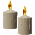 Marelida LED Kerzen Grabkerze Grablicht Für Laternen H  11,5cm Sensor Bis 500h Beige 2St