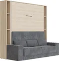 SchrankbettSet mit Sofa M1 160x200 + 2 Standregale inkl.LED Kaiserberg Eiche