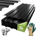 GARMIO® Profilblech Trapezblech Amalfi 115 Set 15 Stück Dachblech 115x45 cm, verzinkter Stahl schwarz