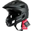 Alpina Rupi - Leichter und Sicherer Fullface-Helm für Kinder und Jugendliche, passend für Mountainbike-Einstieg, Abnehmbarer Kinnbügel, Verstellbare Passform, Optimal Belüftung, Black matt, 50-55 cm