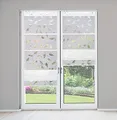 Magnetrollo Bambusoptik Blätter Ausbrenner inkl. Haken | weiß | Raffrollo mit Magnetraffung | Gardine ohne Bohren Montage direkt am Fenster | (80x210cm)