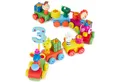 BIECO Kerzenhalter Bieco Holz Geburtstagszug Safari Look 0-9 Jahre Holz Zahlenzug 27 tlg