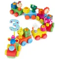 Geburtstags Zug aus Holz Safari Tiere 26-TLG mit Lokomotive, Waggons & Zahlen