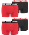 PUMA 4 er Pack Boxer Boxershorts Men Herren Unterhose Pant Unterwäsche, Farbe:786 - Red/Black, Bekleidungsgröße:S
