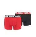 PUMA 2 er Pack Boxer Boxershorts Men Herren Unterhose Pant Unterwäsche, Farbe:786 - Red/Black, Bekleidungsgröße:S