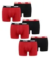 PUMA 6 er Pack Boxer Boxershorts Men Herren Unterhose Pant Unterwäsche, Farbe:786 - Red/Black, Bekleidungsgröße:S