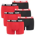 PUMA 6 er Pack Boxer Boxershorts Men Herren Unterhose Pant Unterwäsche, Farbe:786 - Red/Black, Bekleidungsgröße:S