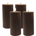 Relaxdays LED Kerzen 4er Set Echtwachs Coffee Flackernd 18 cm