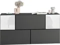 Sideboard VARIANTO 3 Schrank Set 5 tlg., 152 cm, anthrazit matt / anthrazit matt / weiß Hochglanz M2, Kommode, 3 Schränke mit Klappen, 2 Schränke mit Tür