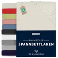Dreamzie - Spannbettlaken 200x200cm - Baumwolle Oeko Tex Zertifiziert - Beige - 100% Jersey Spannbetttuch 200x200