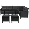 Juskys Loungegarnitur, Dunkelgrau, Kunststoff, 4, Loungemöbel, Gartenlounge-Sets