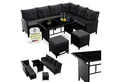 Juskys Gartenlounge-Set Manacor, (Gartenlounge), Polyrattan Gartenmöbel-Set mit Garten-Sofa, Garten-Tisch und 2 Hocker