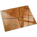 Tulup Glasplatte für Kamin Holzmaserung im Querschnitt Glasbodenplatte für Kaminöfen Rechteck 60x40 cm Orange Glasplatte für Kamin Glas unter Kamin