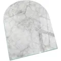 Tulup Glasplatte für Kamin Marmorstrukturmuster Vorlegeplatte für Kaminöfen Halbkreis 80x70 cm Grau Glasplatte für Kamin Bodenplatte Glas für Ofen