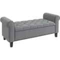 HOMCOM Polsterbank Mehrschichtplatte Gummiholz Grau 126L x 48,5B x 57H cm