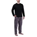 Moonline Pyjama Herren Schlafanzug mit Flanellhose schwarz XXL