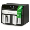 GOURMETmaxx Doppelkammer-Heißluftfritteuse 2x3,5L | Airfryer 7L Besonders fettarme Zubereitung 10 Programme Timer punktgenaues Garen automatisches... - Schwarz