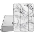 Fintie Hülle für iPad 9. Generation 2021/8. Gen 2020/7. Gen 2019 10.2 Zoll mit Stifthalter, ultradünne leichte Schutzhülle mit transparenter Rückseite und Auto Schlaf/Wach Funktion, Marmor Weiß