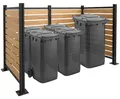 Alu Mülltonnen-Zaun HWC-K57, Mülltonnenverkleidung, Holzoptik erweiterbar 130x206x110cm hellbraun