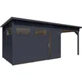 Bertilo Holz-Gartenhaus Pentus 3 Lounge Anthrazit 559 cm x 234 cm FSC®