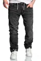 Amaci&Sons Straight-Jeans COPPELL Sweathose im Denim Look Herren Sweathose in Stretch Denim Basic Jeans Kordel