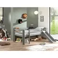 VIPACK Kojen-Spielbett mit Liegefläche 90 x 200 cm, inkl. Leiter, Rutsche und Rolllattenrost, Kiefer massiv grau lackiert - Grau