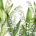 20 Servietten "Sweet Lily" Maiglöckchen*Frühling*grün-weiß*33x33*Ambiente