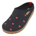 HAFLINGER Grizzly Cuoricini Filzpantoffel Herz Hausschuh Kork (Mittelblau 70), Gr 40