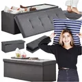 Aufklappbarer Pouf, gepolsterter Kastensitz mit Behälter, dunkelgrau