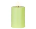 Lumineo LED-Kerze, Solar LED Kerze 7x10cm Outdoor Kunststoff Hellgrün / Warmweiß