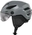 ABUS Stadthelm Pedelec 2.0 ACE - Fahrradhelm mit Rücklicht, Visier, Regenhaube, Ohrenschutz - für Damen und Herren - Grau, , Größe S (51-55 cm)