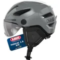 ABUS Stadthelm Pedelec 2.0 ACE - Fahrradhelm mit Rücklicht, Visier, Regenhaube, Ohrenschutz - für Damen und Herren - Grau, Größe S​